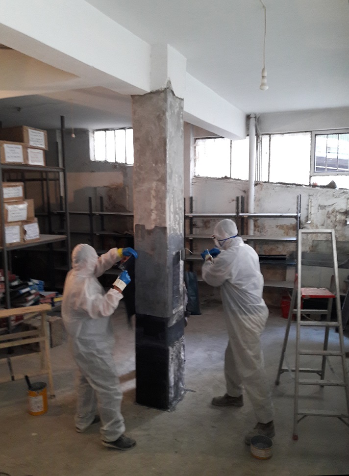 Εργασίες ενίσχυσης φέροντος οργανισμού επταώροφης πολυκατοικίας